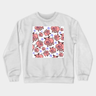 Pink Pigs and Lavender Flowers Crewneck Sweatshirt